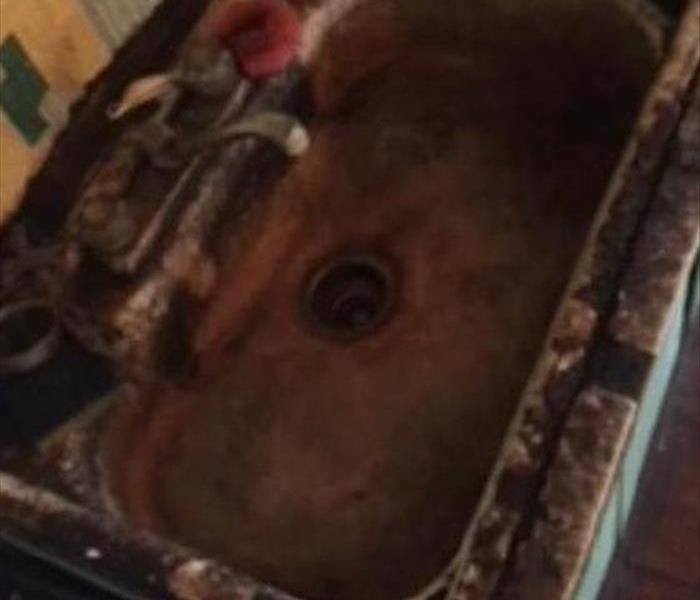 fire damaged sink
