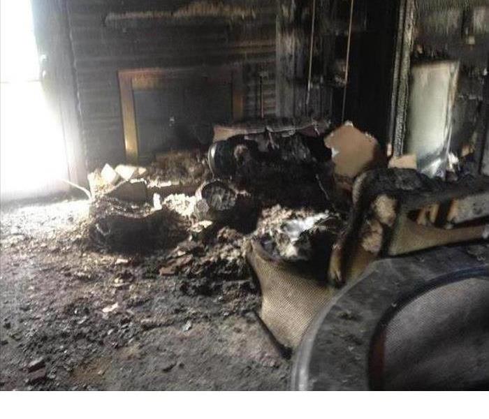 a room destroyed by a fire damage event 